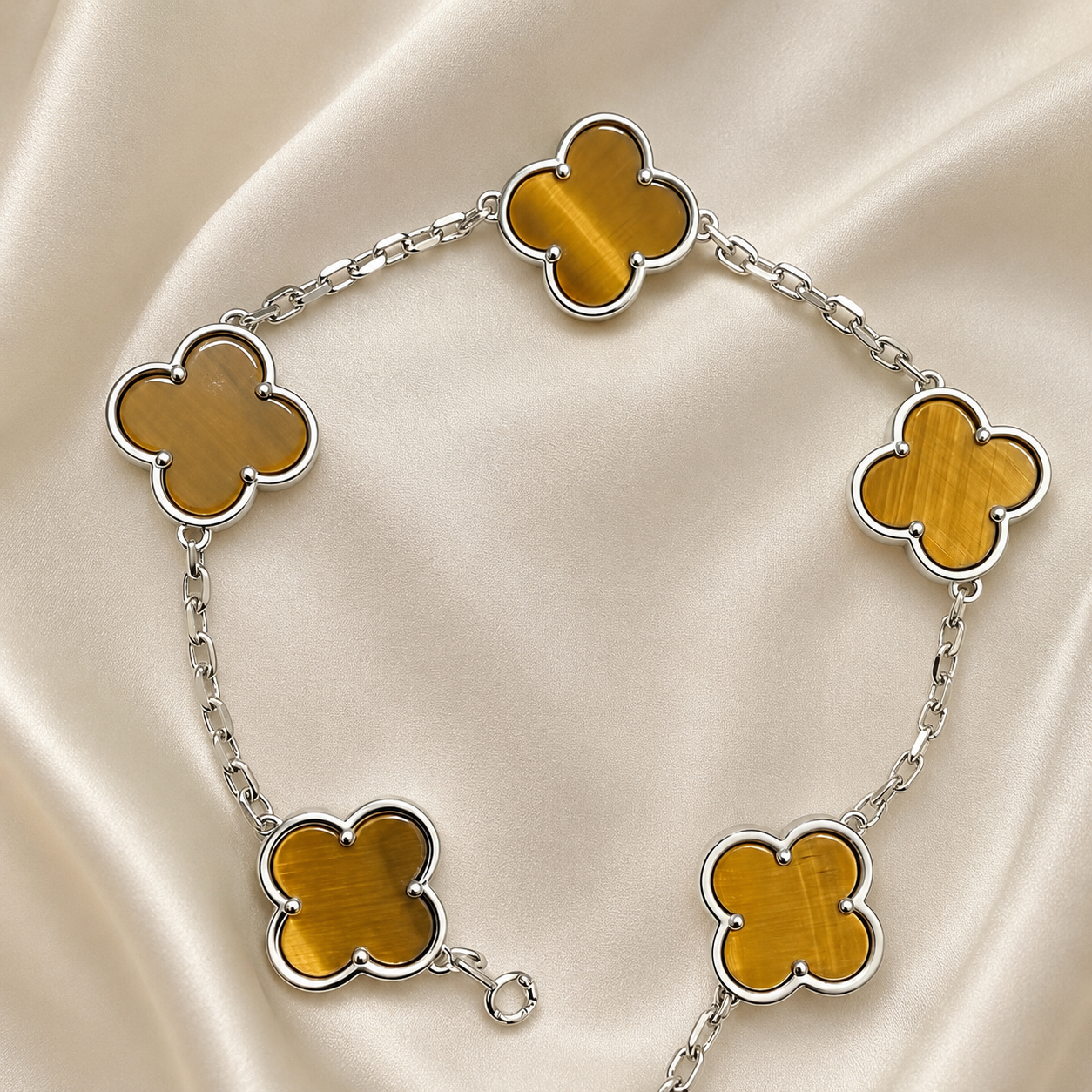 Eternal Clover Pro Bracelet | 18K Gold Plated Luck & Elegance (Silver Chain) LuckCoo