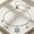 Blue Crystal Snowflake Slider Bracelet in Silver Tone