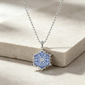 Blue Crystal Snowflake Pendant Necklace in Silver Tone