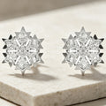 Crystal Snowflake Stud Earrings in Silver Tone