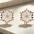 Crystal Snowflake Stud Earrings in Rose Gold Tone