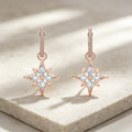 Crystal Star Hoop Drop Earrings in Rose Gold Tone