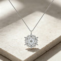 Crystal Snowflake Medallion Necklace in Silver Tone