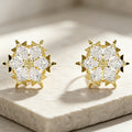 Crystal Snowflake Stud Earrings in Gold Tone