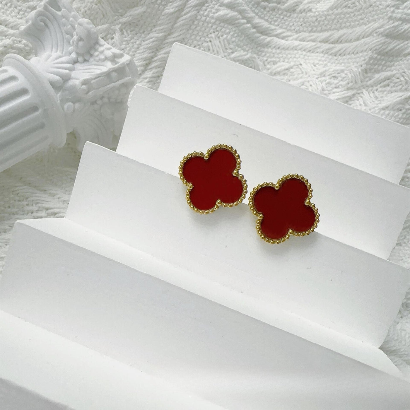 Four-Leaf Clover Earrings for Women – 925 Silver, 18K Gold Plated, Hypoallergenic