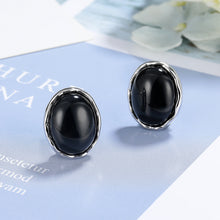 Black Onyx Oval Stud Earrings