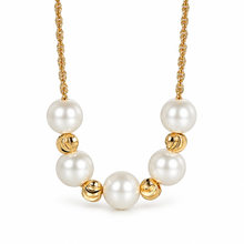 Round Pearl-Style Bead Necklace – Gold Tone | LuckCoo