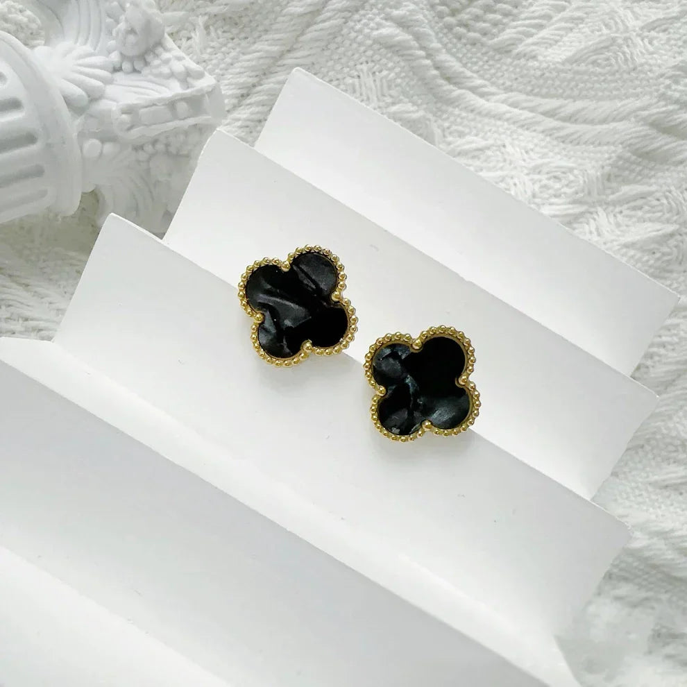 Four-Leaf Clover Earrings for Women – 925 Silver, 18K Gold Plated, Hypoallergenic LuckCoo