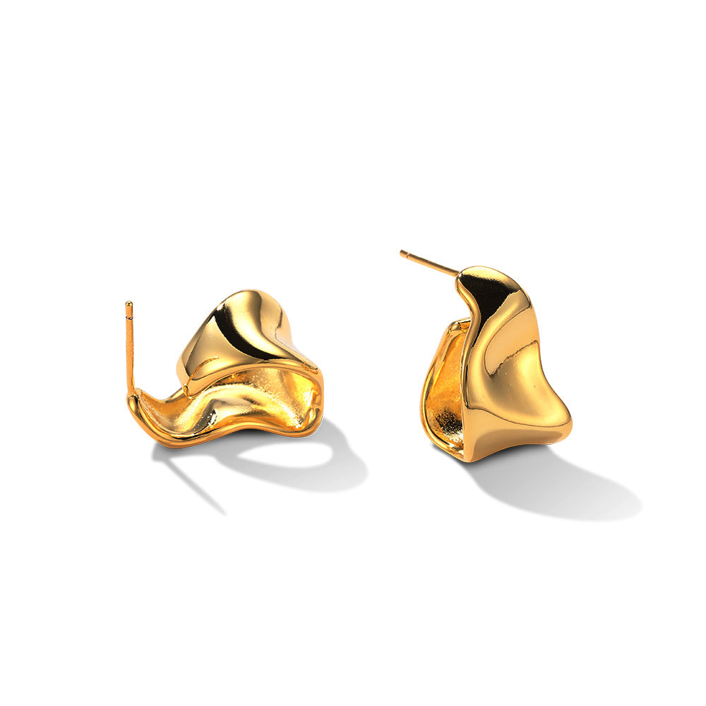 Boucles d'oreilles géométriques irrégulières en forme de C 