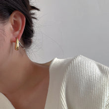 Gold and Silver Two-tone Glossy Drop Earrings