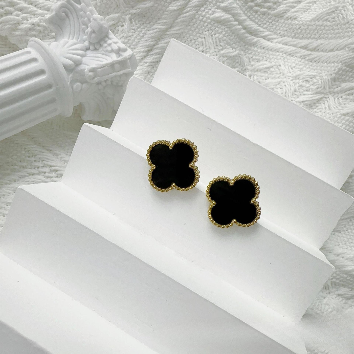 Four-Leaf Clover Earrings for Women – 925 Silver, 18K Gold Plated, Hypoallergenic