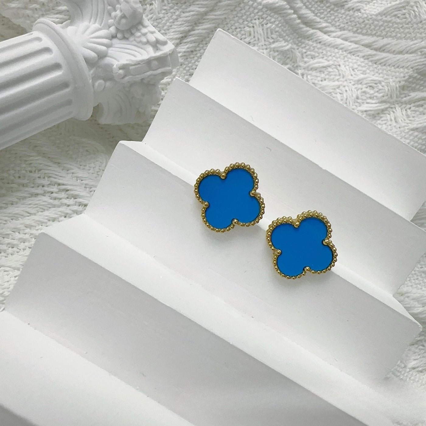 Four-Leaf Clover Earrings for Women – 925 Silver, 18K Gold Plated, Hypoallergenic