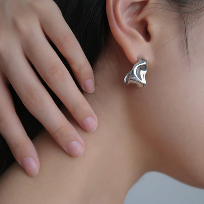 Irregular C-shaped Geometric Earrings