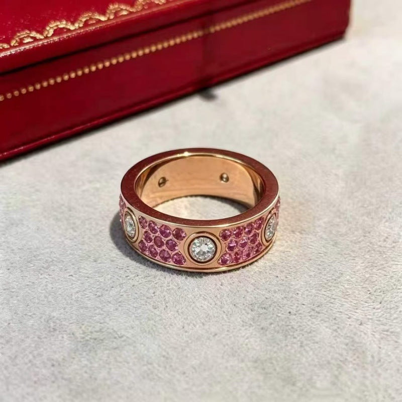 Rose-gold-tone circle-motif ring with pink cubic zirconia stones - photo 26
