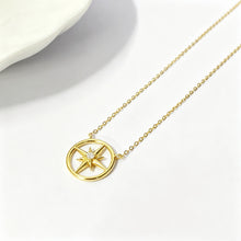 925 Sterling Silver Eight-Point Star Pendant Necklace with Zircon Accent LuckCoo