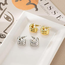 Gold silver and two tone C-hoop earring color options