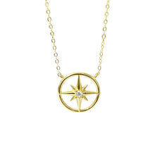 925 Sterling Silver Eight-Point Star Pendant Necklace with Zircon Accent LuckCoo