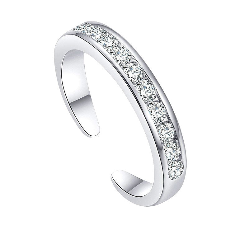 Silver adjustable cubic zirconia toe ring