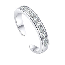 Silver adjustable cubic zirconia toe ring