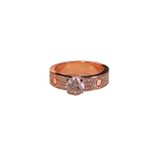 Rose-gold-tone raised solitaire circle-motif ring on a white background - photo 12