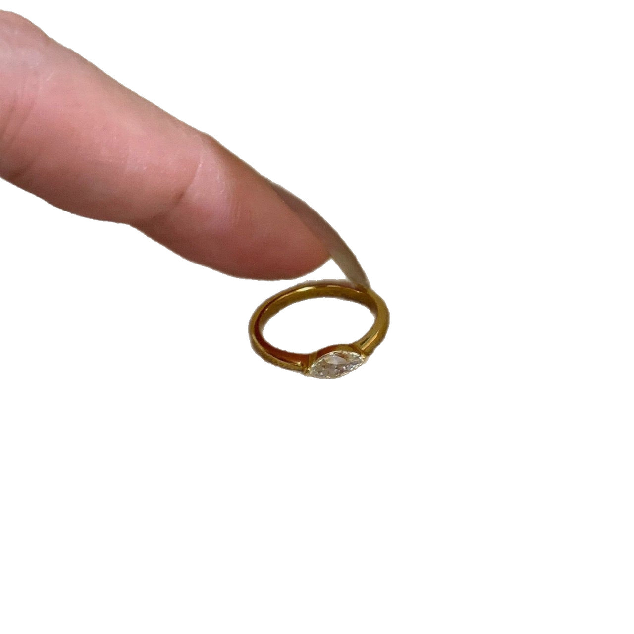 Gold-tone minimalist marquise cubic zirconia ring