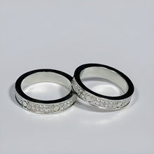 Silver-tone two-row pave circle-motif band ring pair - photo 36