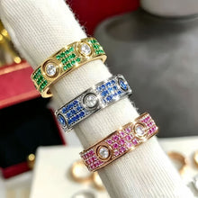 Circle-motif band rings with blue green and pink stone colors - photo 31