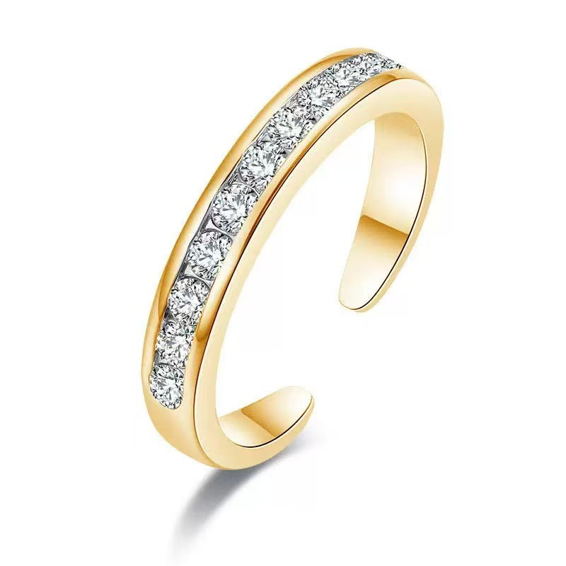 Gold adjustable cubic zirconia toe ring