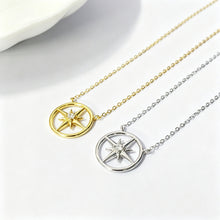 925 Sterling Silver Eight-Point Star Pendant Necklace with Zircon Accent LuckCoo