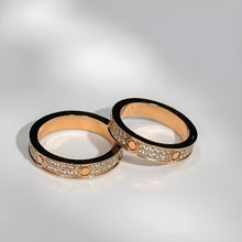 Two rose-gold-tone two-row pave circle-motif band rings - photo 18