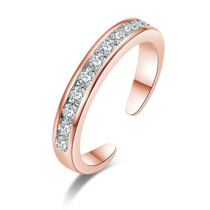 Rose gold adjustable cubic zirconia toe ring