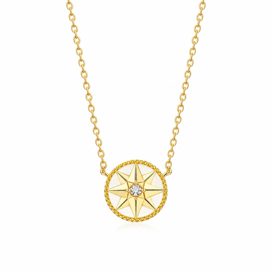 Gold / White compass necklace | LuckCoo | approved20261005-v2