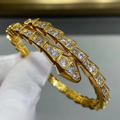 Serpent Aura Bangle – Minimalist Snake Wrap Bracelet, 18K Gold Plated Edition