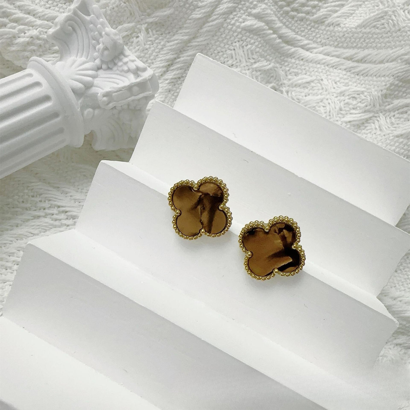 Four-Leaf Clover Earrings for Women – 925 Silver, 18K Gold Plated, Hypoallergenic