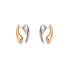 Gold and Silver Two-tone Glossy Drop Earrings