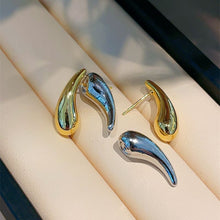 Gold and Silver Two-tone Glossy Drop Earrings