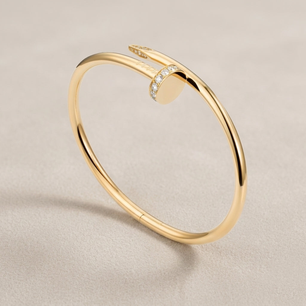 Unisex Nail Screw Bracelet – Tarnish-Free Stainless Steel Bangle, Stackable Edgy Jewelry