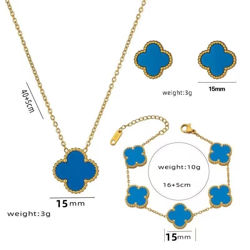 Luckcoo Lucky Clover Set – 18K Gold Plated Jewelry,Elegant Gift for Her,Waterproof & Tarnish Free