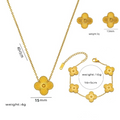 Luckcoo Lucky Clover Set – 18K Gold Plated Jewelry,Elegant Gift for Her,Waterproof & Tarnish Free