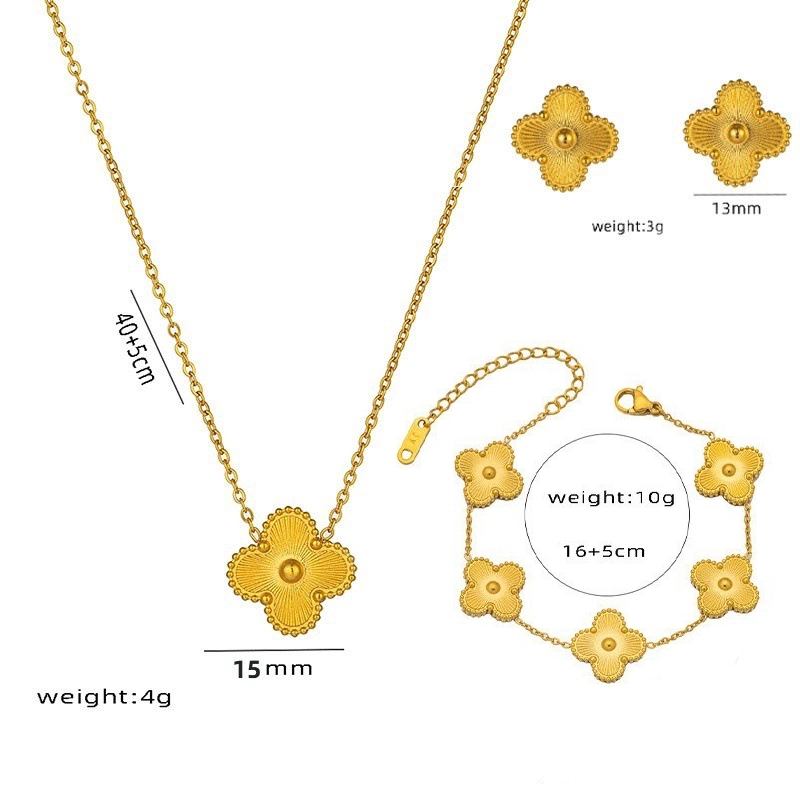 Luckcoo Lucky Clover Set – 18K Gold Plated Jewelry,Elegant Gift for Her,Waterproof & Tarnish Free