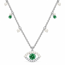 Green Evil Eye Necklace with Pearl-Style Accents | LuckCoo