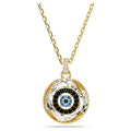 Round Blue Crystal Evil Eye Pendant Necklace – Gold Tone