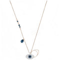 Floating Blue Crystal Evil Eye Necklace – Rose Gold Tone