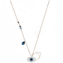 Blue Evil Eye & Teardrop Charm Necklace – Rose Gold Tone