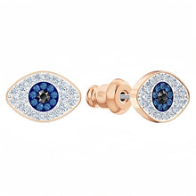 Blue Evil Eye Stud Earrings – Rose Gold Tone