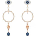 Crystal Halo Evil Eye Drop Earrings – Rose Gold Tone