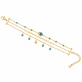 Layered Evil Eye Charm Bracelet – Turquoise Blue & Gold Tone