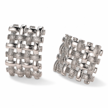 Silver-tone woven texture statement earrings