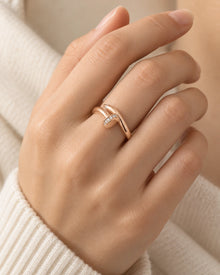 Pavé Nail-Motif Ring – Rose Gold Tone – model wearing view