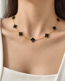 Multi-Clover Station Necklace worn on an adult model